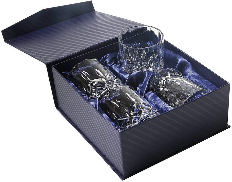 Amlong Crystal Lead-Free Double Old Fashioned Crystal Whiskey Glass - Classic Stylish Design â€“ Perfect for Scotch, Bourbon, Cognac and Cocktail Glasses, 9 oz., Set of 4 With Gift Box - Image 4